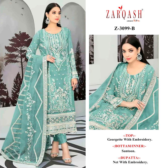 Z 3099 Zarqash Butterfly Net Embroidery Pakistani Suits Wholesale Suppliers In India
